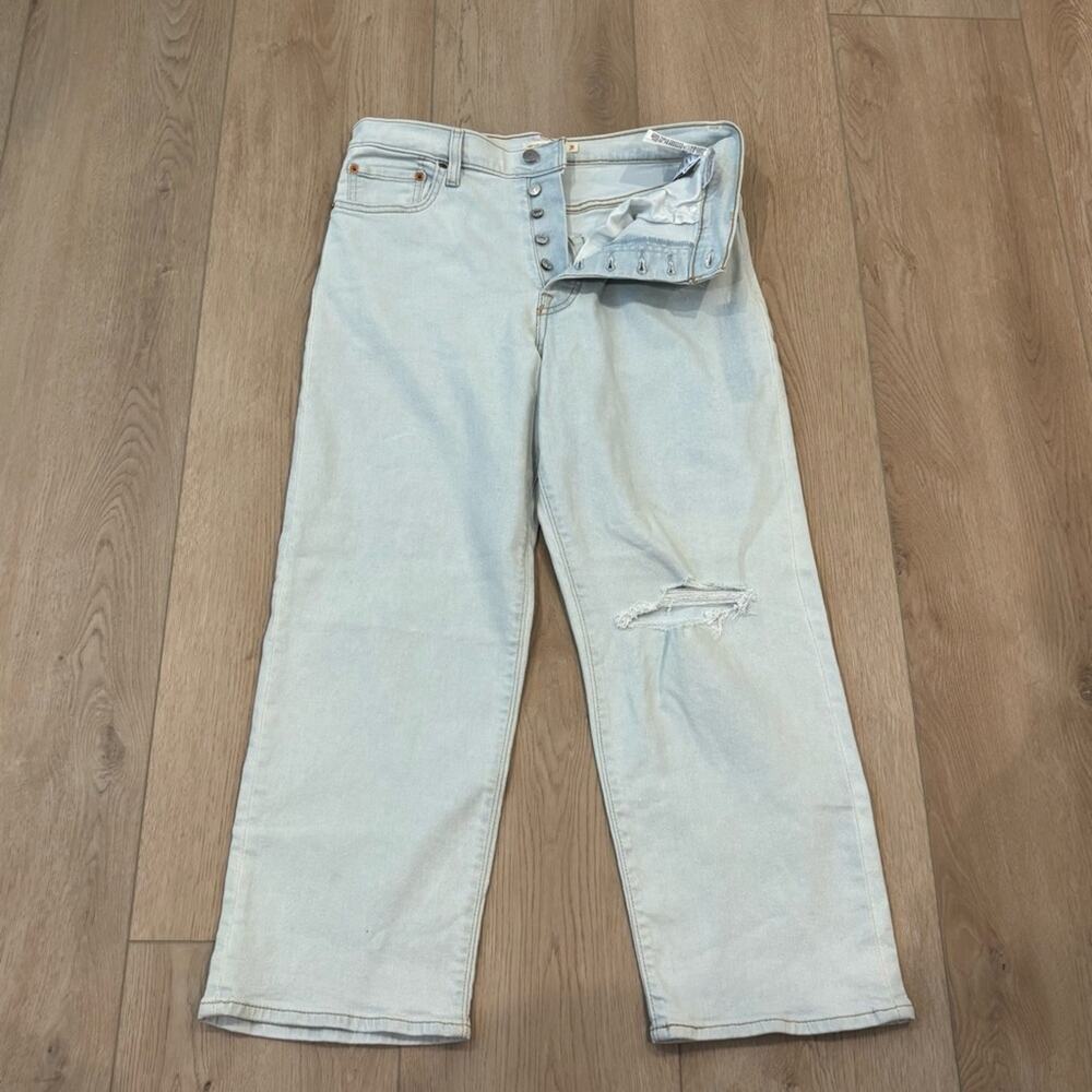 Levi’s Jeans Ribcage Straight Ankle Button Fly Acid Wash Distressed 31 *altered
